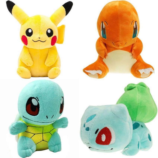 4PC Set Plush Toys Pikachu Bulbasaur Squirtle Charmander